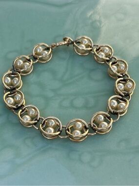 Antique Winard 12KGF Caged Pearl Bracelet